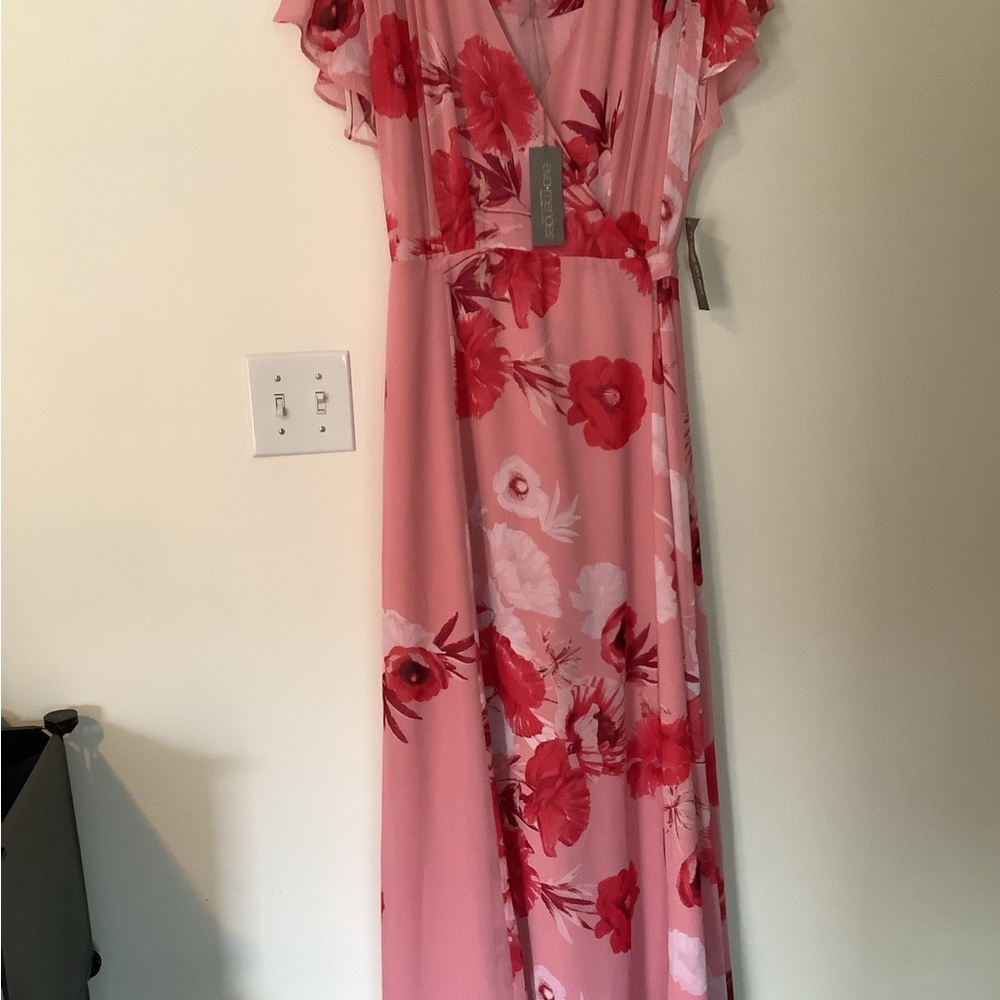 Eva Mendes Pink Wrap Maxi Dress Medium